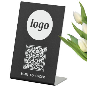 Signe De Table Logo de code QR Analyse d'entreprise pour commande
