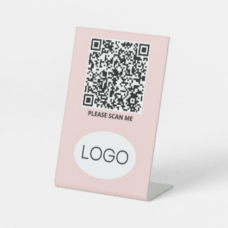 Signe De Table Logo de code QR sans contact