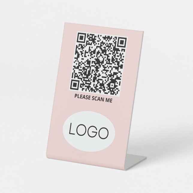 Signe De Table Logo de code QR sans contact (Recto)