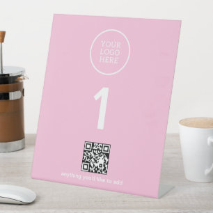 Signe De Table Logo de l'entreprise avec code QR