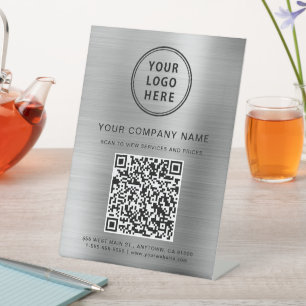 Signe De Table Logo de l'entreprise Créez votre code QR Silver