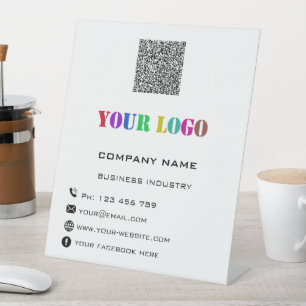Signe De Table Logo de l'entreprise personnalisée Texte et Code Q
