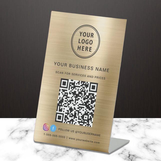 Signe De Table Logo de l'entreprise Scannez-moi Code QR Réseaux s (Créateur téléchargé)