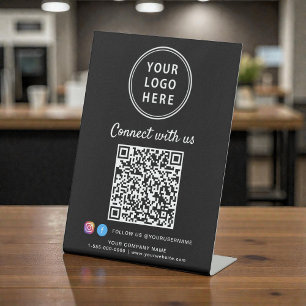 Signe De Table Logo d'entreprise Connectez-vous avec nous Créez v