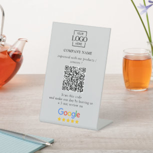 Signe De Table Logo d'entreprise de code QR de critiques Google p