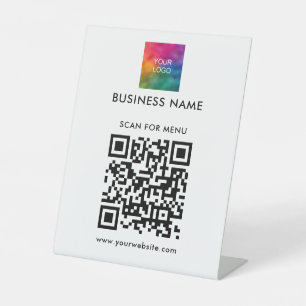 Signe De Table Logo d'entreprise de code QR personnalisé Voici le