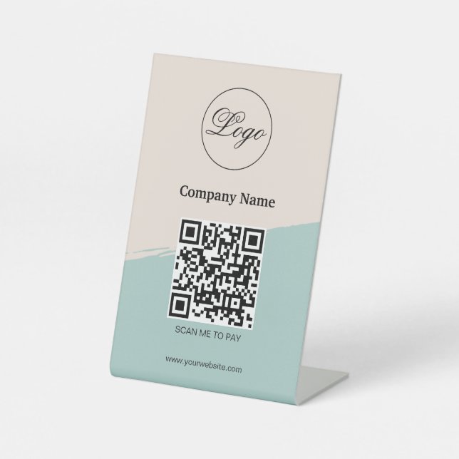 Signe De Table Logo d'entreprise de paiement de code QR personnal (Recto)