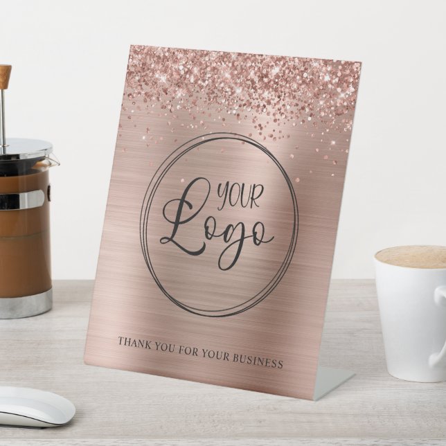 Signe De Table Logo d'entreprise Glittery Rose Gold Foil (In SItu)