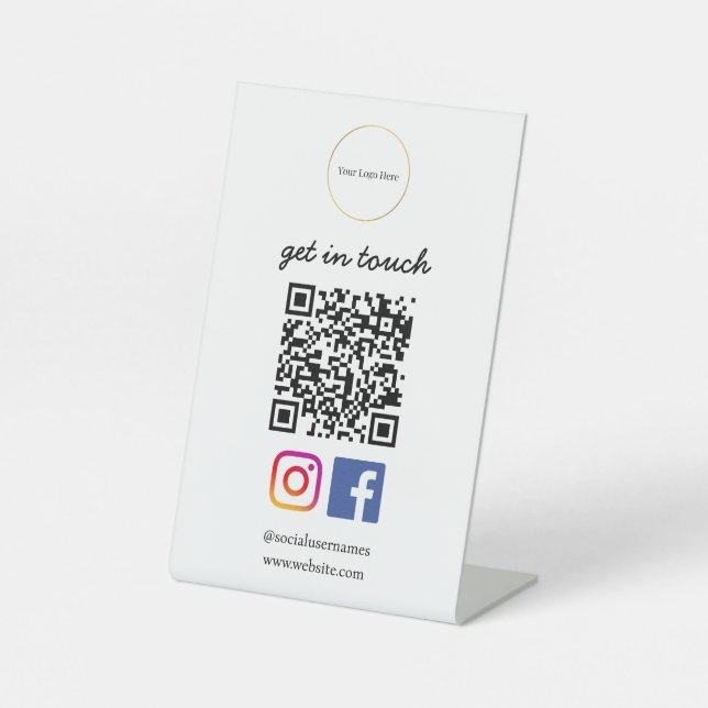 Signe De Table Logo d'entreprise | Modèle de code QR moderne (Recto)