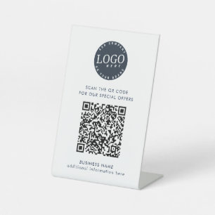 Signe De Table Logo d'entreprise moderne Code simple et QR