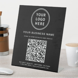 Signe De Table Logo d'entreprise moderne QR Code noir