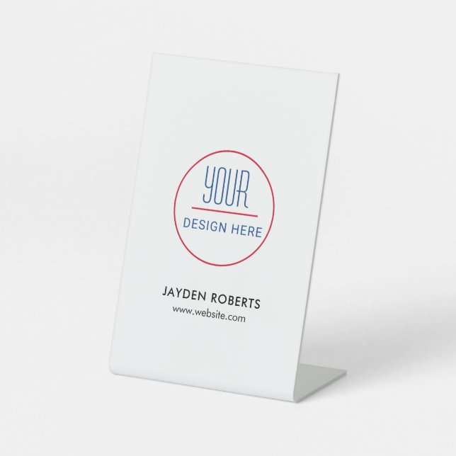 Signe De Table Logo d'entreprise | Pedestal blanc moderne minimal (Recto)