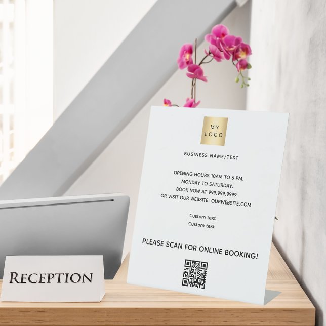 Signe De Table Logo d'entreprise qr code en ligne réservation cou (Créateur téléchargé)