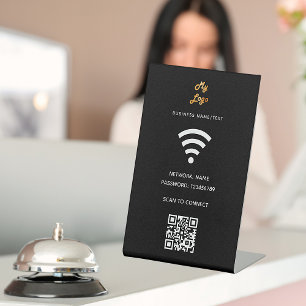 Signe De Table Logo d'entreprise Wifi qr code scan pour connecter