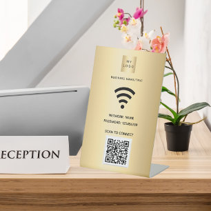Signe De Table Logo d'entreprise Wifi qr code scan pour connecter