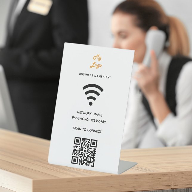 Signe De Table Logo d'entreprise Wifi qr code scan pour se connec (Créateur téléchargé)