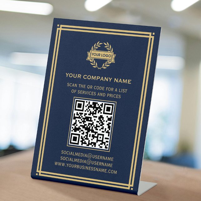 Signe De Table Logo du code QR d'entreprise Services à la clientè (Créateur téléchargé)