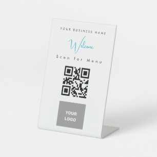 Signe De Table Logo du menu du code QR numérisable sans contact
