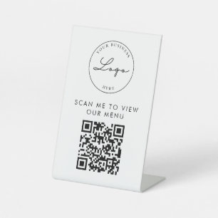 Signe De Table Logo du menu sans contact du code QR minimaliste b