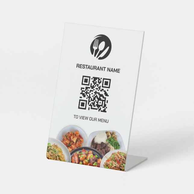 Signe De Table Logo du restaurant Menu numérique QR Code Signal P (Recto)