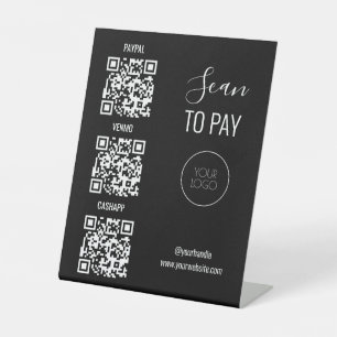 Signe De Table Logo entreprise QR Code noir scannez-moi sans cont