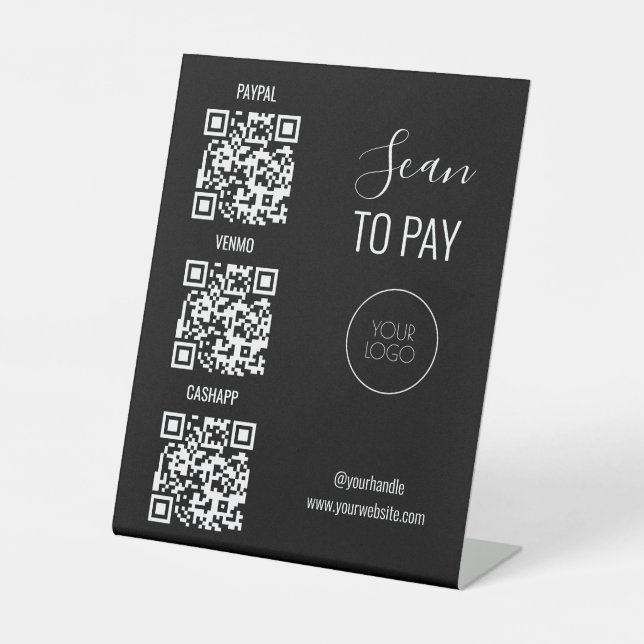 Signe De Table Logo entreprise QR Code noir scannez-moi sans cont (Recto)