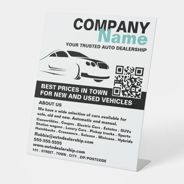 Signe De Table Logo Fast Car, Auto Dealership Publicité (Recto)