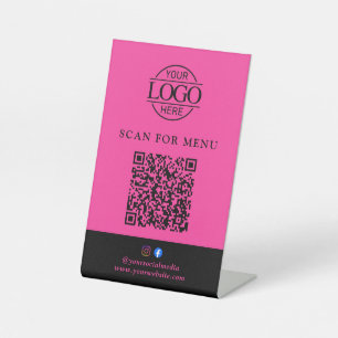 Signe De Table Logo Moderne d'Entreprise Menu QR Code sans Contac