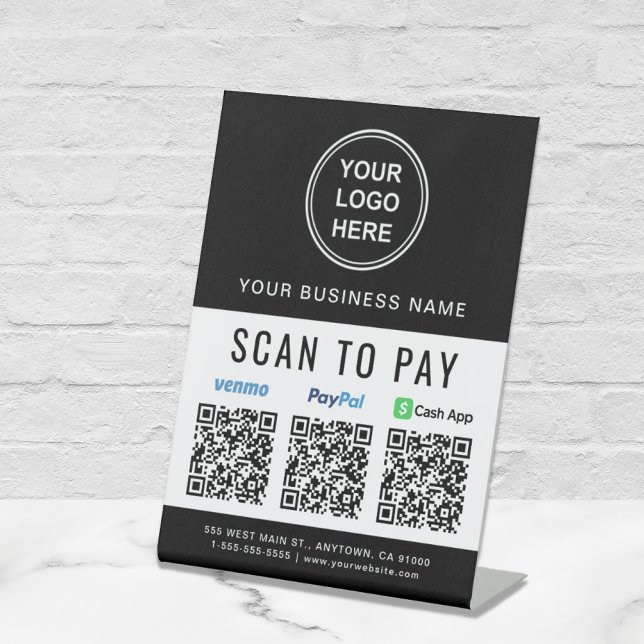 Signe De Table Logo Paypal Venmo CashApp Codes QR de paiement par (Créateur téléchargé)