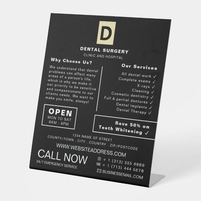 Signe De Table Logo personnalisé, dentisterie, Publicité pour les (Recto)