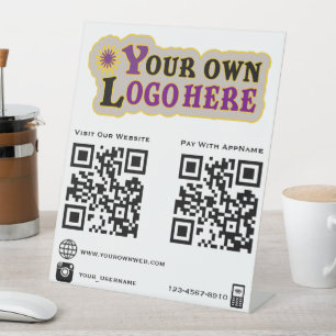 Signe De Table Logo personnalisé qr code icônes de médias sociaux