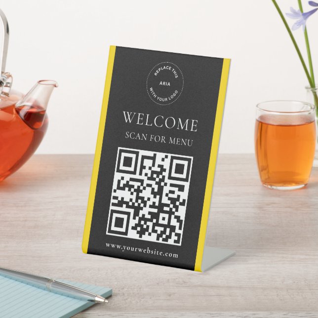 Signe De Table Logo personnalisé QR Code Moderne Business Piéton  (In SItu)