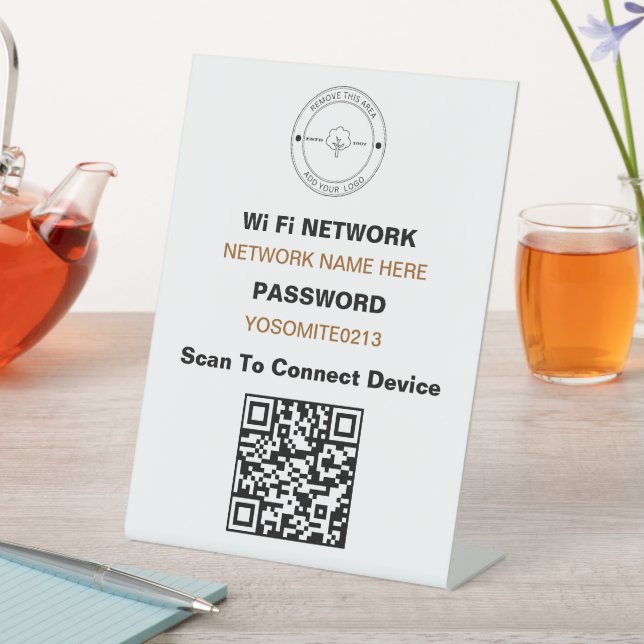 Signe De Table Logo personnalisé simple QR Code Détails Wifi (In SItu)
