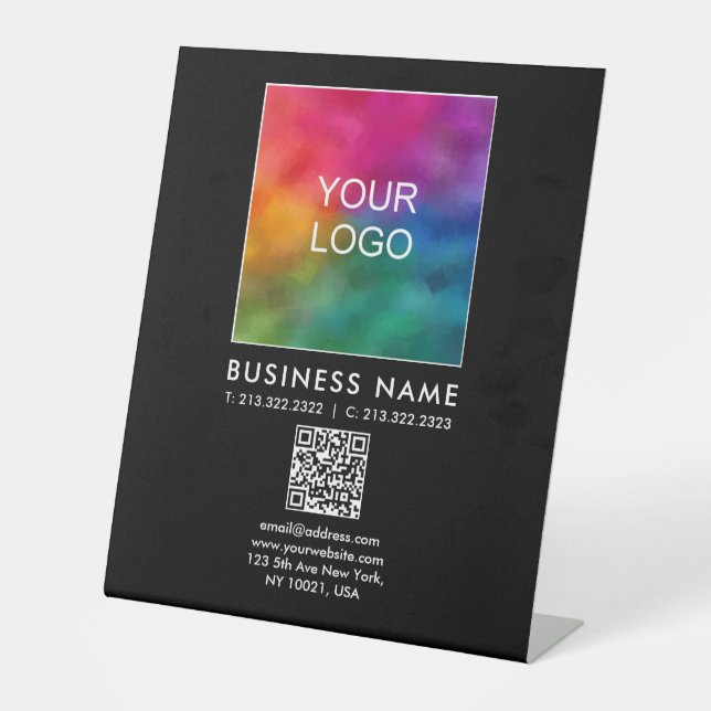 Signe De Table Logo professionnel personnalisé Code QR Modèle ver (Recto)