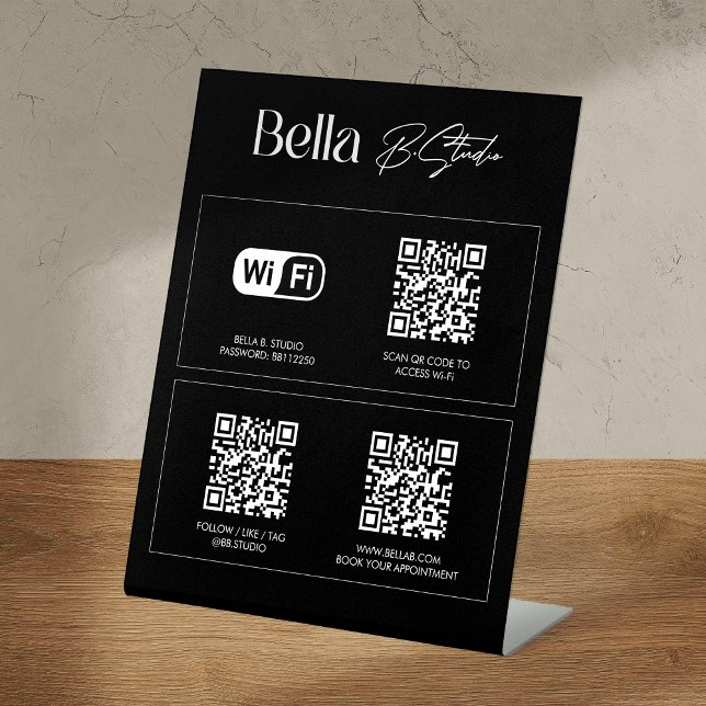 Signe De Table Logo QR Code Social Media Wifi (Créateur téléchargé)