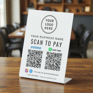 Signe De Table Logo Scan pour payer CashApp Venmo Code QR