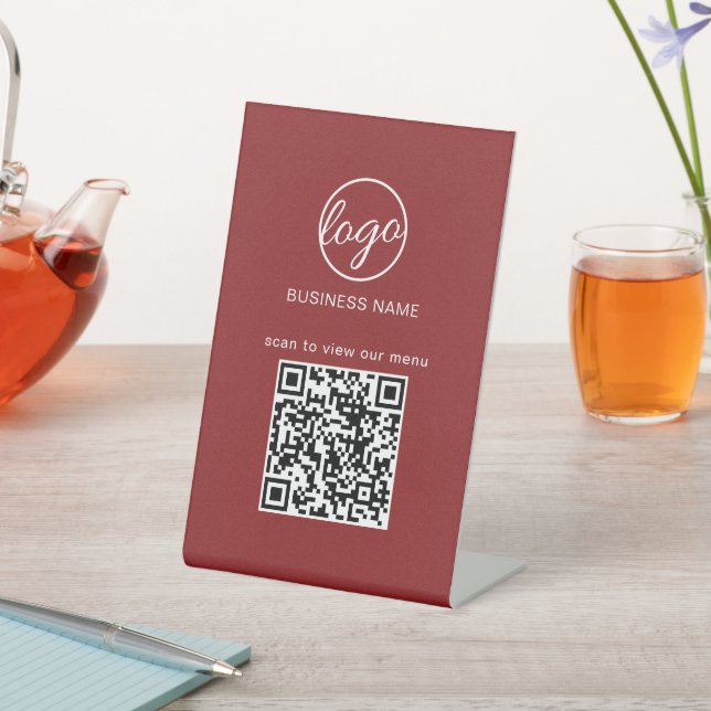 Signe De Table Logo simple Bourgogne Code QR Moderne (In SItu)