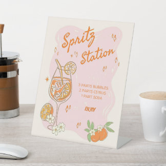 Signe De Table Love at First Spritz Fête des mariées Bar Sign, Sp