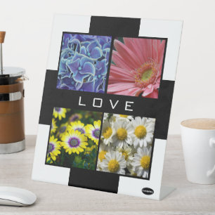 Signe De Table LOVE Displa en plastique avec espace pour 4 photos