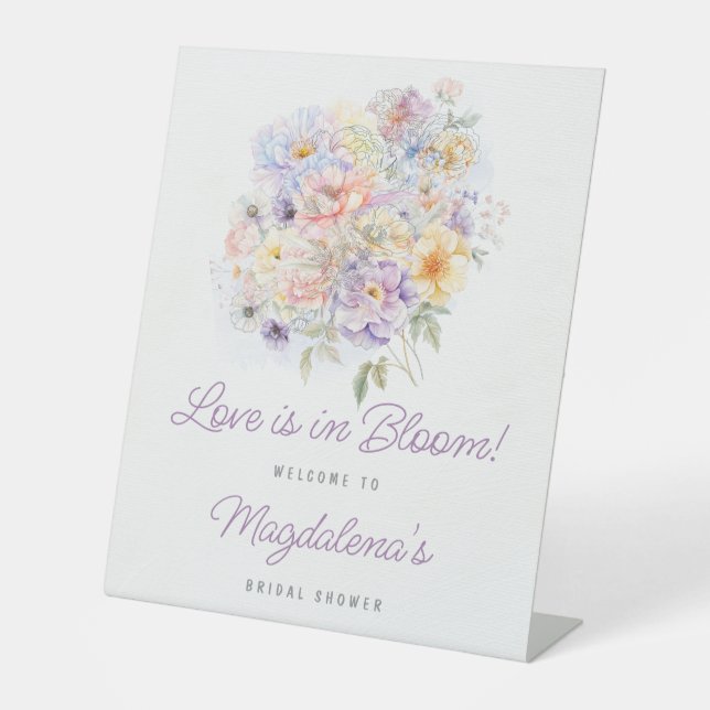 Signe De Table Love is in Bloom Floral Bridal Shower Bienvenue (Recto)