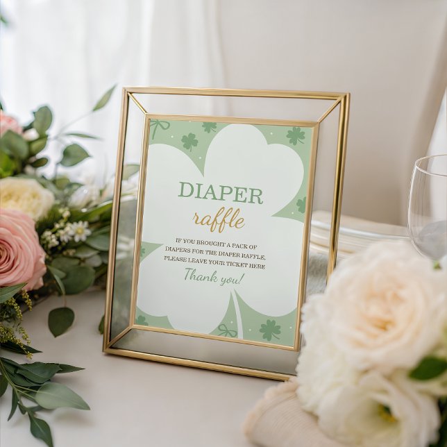 Signe De Table Lucky Charm Shamrock Diaper Raffle Sign (Créateur téléchargé)