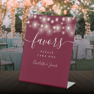 Signe De Table Lumières de Chaîne Table de Mariage Bordeaux Favor