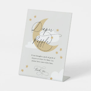 Signe De Table Lune et étoiles Refus de couches Signal Gris Or