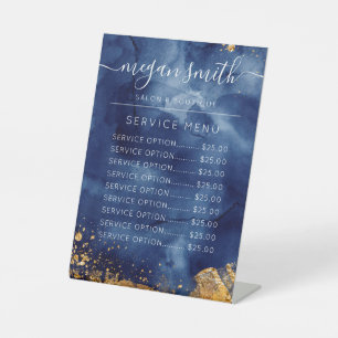 Signe De Table Luxe Navy Gold Watercolor Service Menu Prix