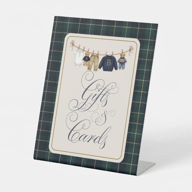 Signe De Table Luxsary  Bear Plaid Baby Shower Gift Card (Recto)