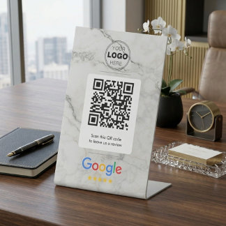 Signe De Table Luxury Marble Google Review QR Code Sign