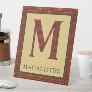 Signe De Table MacAlister Tartan Monogramme M