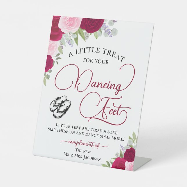Signe De Table Magena Rose Roses Danser Pieds Flip Flop Mariage (Recto)
