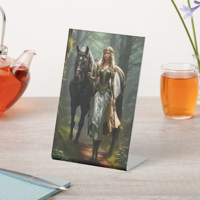 Signe De Table Maïden celtique et cheval (In SItu)