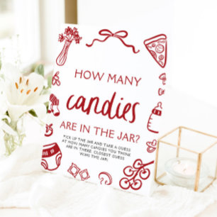 Signe De Table Main Rouge Dessin Devinez Combien De Candies Baby 